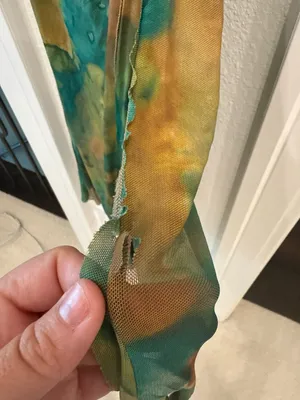 Ronny Kobo XS Green Brown Abstract Mesh Ruched Maxi Skirt thumbnail 3
