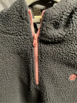 Timberland Black Sherpa Quarter-Zip Pullover with Coral Accents thumbnail 3