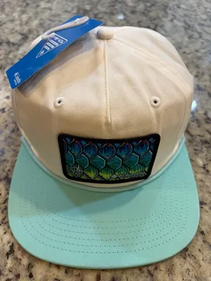 Columbia Cream and Aqua Fish Scale Patch Snapback Hat thumbnail 1