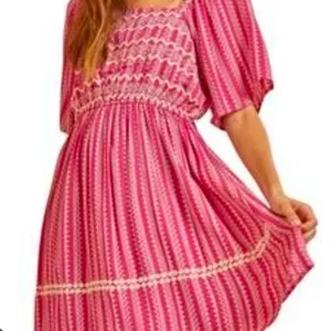 Savanna Jane Pink and Cream Midi Dress thumbnail 7