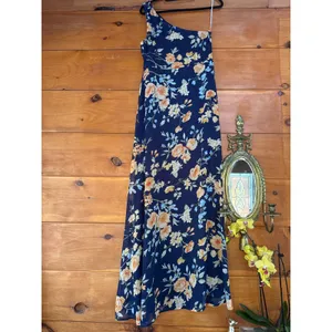 Lulus Elegant Admiration Navy Blue Floral One-Shoulder Maxi Dress Party Medium thumbnail 5