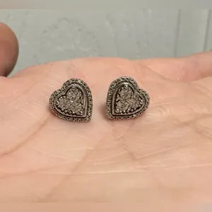 Diamond Heart Earrings 1/10 ct tw Sterling Silver 925 thumbnail 4