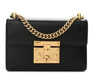 Gucci GG Black Leather Small Padlock Shoulder Bag Purse thumbnail 2