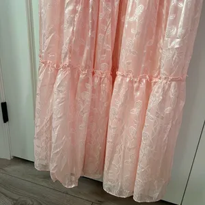 Lulus NWT Picturesque Allure Blush Pink Jacquard Tie Strap Maxi- Size Small thumbnail 6