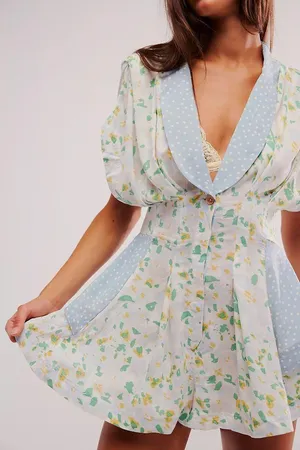 NWT Free People Blue Fiorella Romper. Size XS thumbnail 3