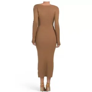 HOUSE OF HARLOW NWT Brown Twist Front Long Sleeve Ribbed Shimmer Dress Size M‎ thumbnail 8