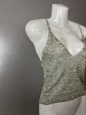Love Republic Tank Top Womens M/L Green Knit V Neck Cami Stretch Made USA thumbnail 2