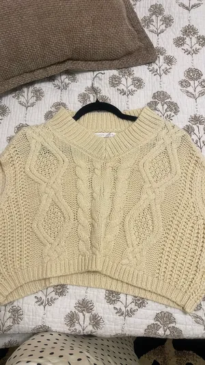 Altar'd State Cream Top Crop Knit Sleeveless thumbnail 3