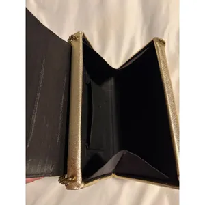 Vintage Gold Metallic Evening Clutch Bag Women Gold‎ Chain Strap Structured thumbnail 7