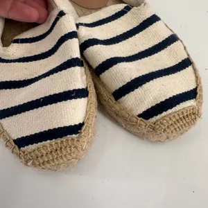 Soludos‎ Smoking Slipper Espadrille slip on shoes striped black tan size 5 thumbnail 4