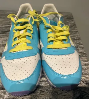 Reebok Classic BlueWhite and Yellow Athletic Shoes with Perforated Design thumbnail 1