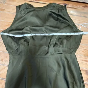 Lulus Classic Elegance Olive Satin Sleeveless Mock Neck Maxi Dress thumbnail 8