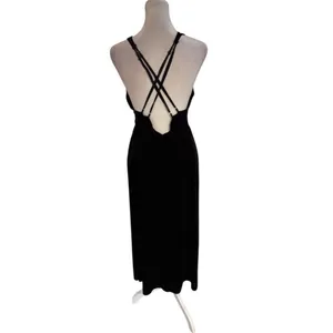 Frederick's of Hollywood Black Sleeveless Velvet Midi Dress Size M thumbnail 2