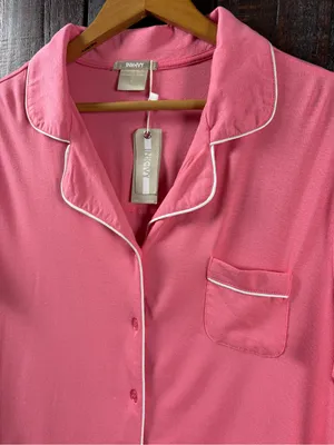 Ink & Ivy Pink Short Sleeve Button Front Pajama Shirt NWT thumbnail 3