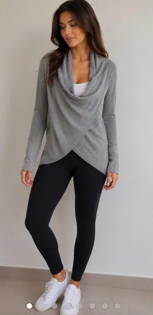 Lululemon Iconic Sweater Wrap knit Drape sweater Gray striped Size 4 Casual thumbnail 1