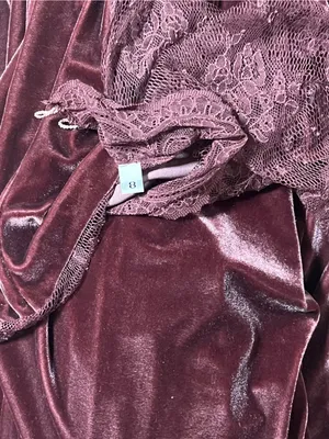 Vintage Style SZ 8 Mauve Velvet Lace Maxi Dress Whimsigoth Romantic Goth 90s thumbnail 3