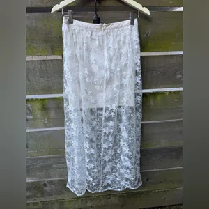 Charlotte Russe Y2K Lace Maxi Skirt Feminine Fairy‎ Coquette White Floral Summer thumbnail 2