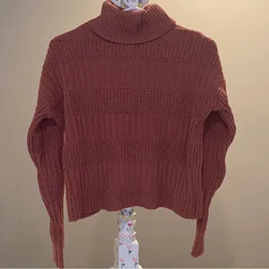 Poof Apparel Long Sleeve Mauve Turtleneck Knit Sweater Women's Size Small thumbnail 2