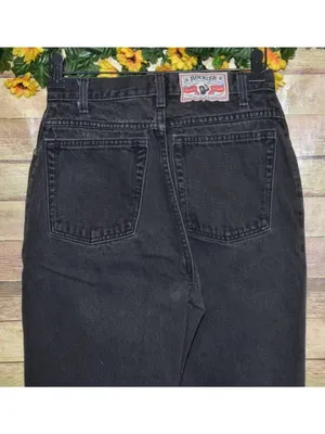 Vintage Rockies Slim Ladies Black Denim Straight Leg Jeans Size 28/7 Long Retro thumbnail 5