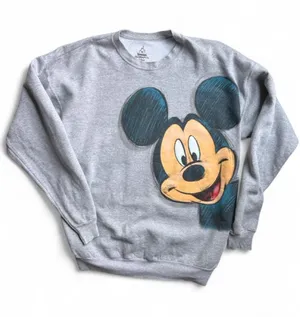 Vintage Mickey Mouse Disney Y2K Crewneck Sweatshirt Gray Unisex XL Vtg 2000s thumbnail 1
