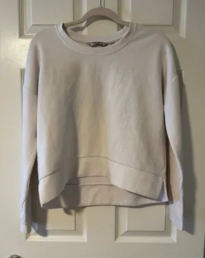 Athleta Women’s Small White High-Low Crewneck Pullover Sweatshirt thumbnail 1