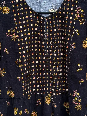 EUC Madewell Acorn Foulard Corduroy Top Black Floral Size Medium thumbnail 7