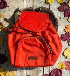 DOONEY & BOURKE Orange Brown Nylon Leather Drawstring Backpack thumbnail 1