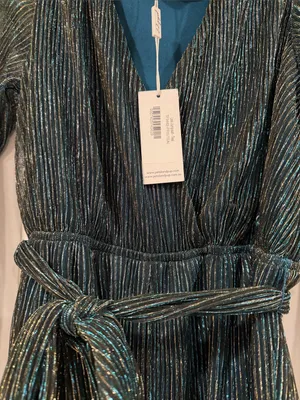 Petal‎ & Pup Shimmery Teal Wrap Jumpsuit with Tie Waist small thumbnail 4