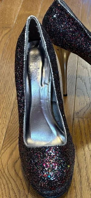 Charlotte Russe | Black Rainbow Sparkles Glitter Stiletto High Heels Size 8 thumbnail 1