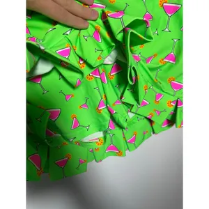 Tzu Tzu Sport Golf Athletic Skort Green Pink Martini Glass Print Ruffle Size M thumbnail 6