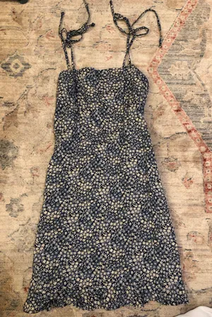 Abercrombie blue floral dress thumbnail 1