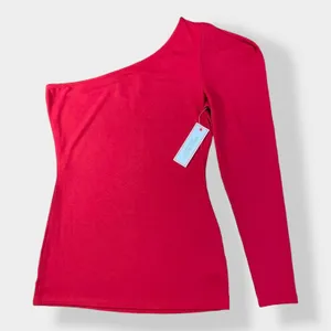 Bisou Bisou‎ NWT Red One Shoulder Top Size Small Going out, Boho thumbnail 1