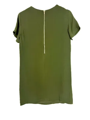 NWT Lulus Shift and Shout Dress Short Sleeves Mini Olive Green Size Small S NEW thumbnail 6
