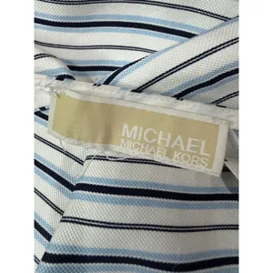 Michael Kors Blue White Striped V-Neck Midi Slip Dress Romantic Casual thumbnail 5