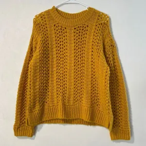 Madewell Mustard Chunky Knit Sweater Small Boho Cozy Cottagecore thumbnail 2
