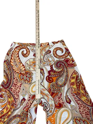 High Waisted Wide Leg Paisley Print Women’s Pants in Multi-Color thumbnail 3
