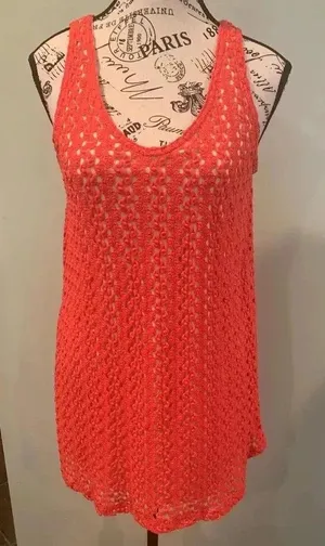 Motherhood Maternity Coral Crochet Lace Sleeveless Tank Top Women’s Medium thumbnail 1