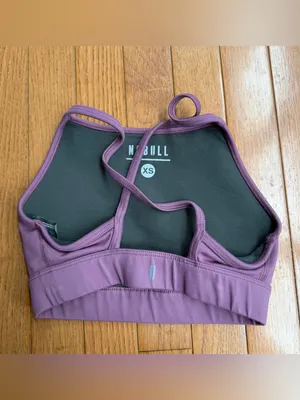 NOBULL High Neck Strappy Sports Bra Mauve Purple Reflective Logo Extra Small XS thumbnail 3