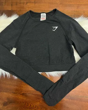 Gymshark Seamless Long Sleeve Crop Top Charcoal Marl Size Medium thumbnail 1