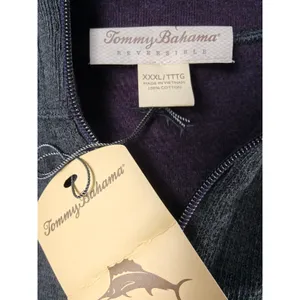 Mens Tommy Bahama Reversible Quarter Zip Sweater Gray Purple 3XL thumbnail 4