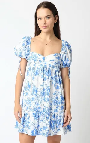 NWT Hazel and Olive When You Think of Me Babydoll Mini Dress Floral Print. Size Medium thumbnail 3