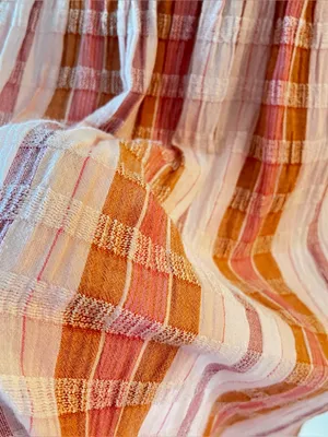 Aerie Plaid textured Pink and orange Button-Front Sundress thumbnail 6