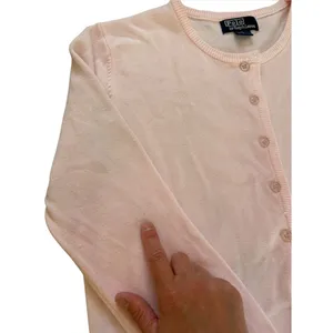 Polo Ralph Lauren Cashmere Cardigan Pony Sweater Light Pink Womens Large thumbnail 7
