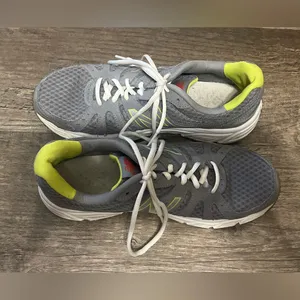 New Balance Gray Athletic Sneakers with Neon Yellow Accents thumbnail 8