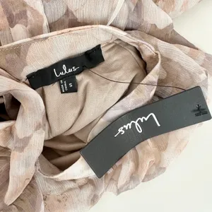 Lulus Happily Sweet Beige Floral Mock Neck Backless Midi Dress Cocktail S NWT thumbnail 10