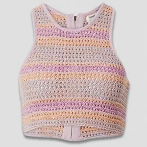 Cotton On Crochet Crop Tank Top Pink Purple Size Medium thumbnail 1