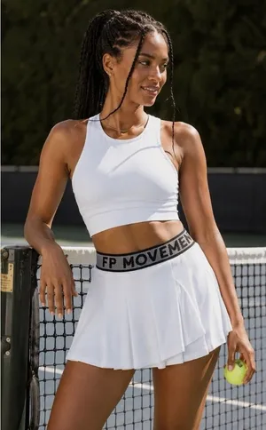 Free People FP Movement Women's Duo Ribbed Mini Tennis Skort In White Size L thumbnail 1