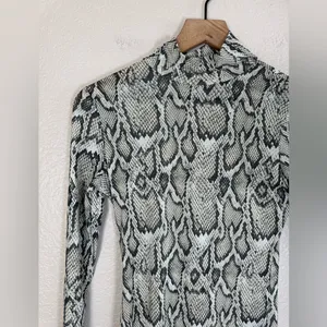 AFRM Revolve Zadie Semi Sheer Mesh Snakeskin Snake Print Long Sleeve Top Small thumbnail 4