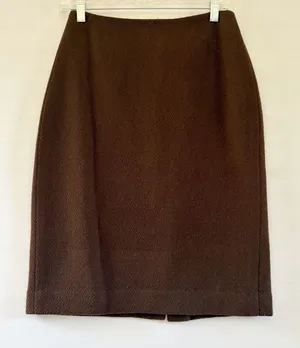 Lauren Ralph Lauren Brown Wool Blend Pencil Skirt Size 2 Knee Length Lined Vent thumbnail 1