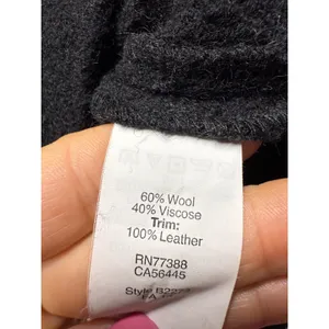 Madewell Sweater Women Sz L Black Wool Leather Trim Zipper Pullover 3/4‎ Sleeve thumbnail 6